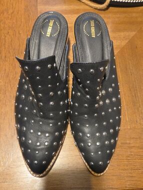 Arider Girl Black Studded Leather Mules